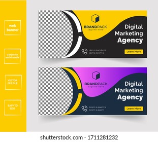 Corporate social media  timeline cover design.Social Media header Cover Design Business Company Web Banner Corporate cover design with Orange  Purple and black colors.
