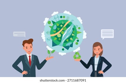 Corporate Social Responsibility Konzept flachen Charakter Vektorgrafik-Design. Nicht von AI generiert.