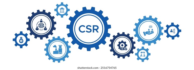 Conceito de Ícone de Negócio de Responsabilidade Social Corporativa (CSR) Focado no Suporte Comunitário e Práticas Éticas