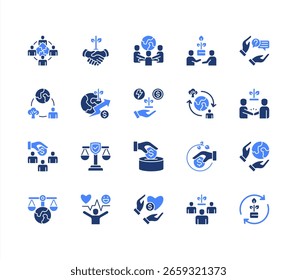 Conjunto de iconos de trazo editable de responsabilidad social Corporativa.