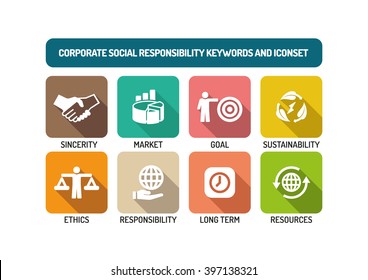 Corporate Social Responsibility Flat Icon Set