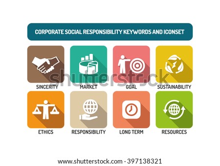 Corporate Social Responsibility Flat Icon Set