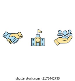 Corporate social responsibility icons set . Corporate social responsibility pack symbol vector elements for infographic web