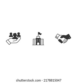 Corporate social responsibility icons set . Corporate social responsibility pack symbol vector elements for infographic web