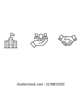 Corporate social responsibility icons set . Corporate social responsibility pack symbol vector elements for infographic web