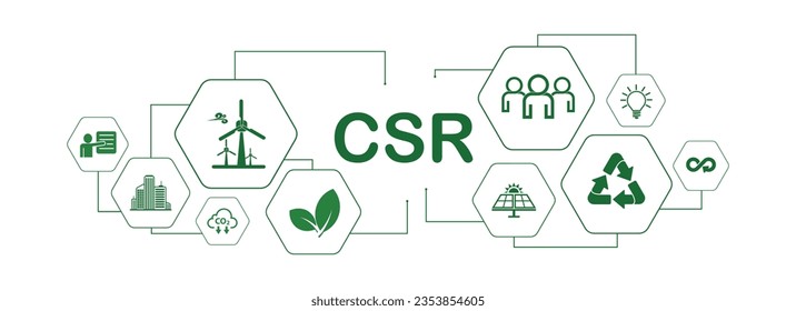 Corporate social responsibility sign on white background