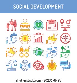 Corporate social responsibility sign. Sustainable Development Goals illustration. SDG signs. Pictogram for ad, web, mobile app, promo. Vector illustration element.