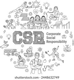 Corporate Social Responsibility Vector Line art