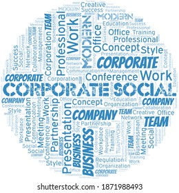 Corporate Social vector word cloud, made with text only.