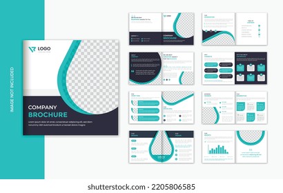 Corporate Square 16 Pages Brochure Design, Company Profile Brochure Vector