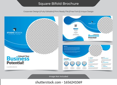 Corporate Square Bi-Fold Brochure Template Design