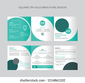 Corporate square geometric vector business Trifold Leaflet Brochure, Flyer template flat design set
