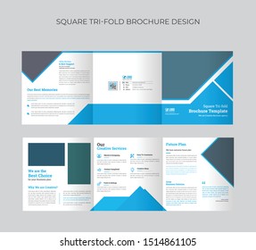 Corporate square geometric vector business Trifold Leaflet Brochure, Flyer template flat design set