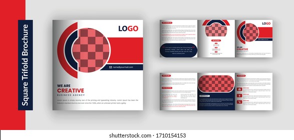 Corporate square trifold brochure template. Creative business brochure template