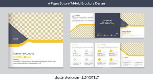 Corporate Square trifold business brochure template design with Clean, minimal and modern shapes