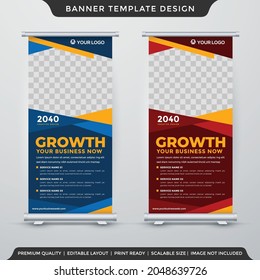 diseño de plantillas de banner de stand corporativo con estilo abstracto para mostrar promociones y portada comercial