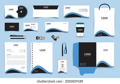 Corporate stationery design and branding for business. Stationery mockup vector complete package. Fully editable format eps 10