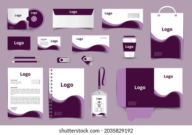 Corporate stationery design and branding for business. Stationery mockup vector complete package. Fully editable format eps 10