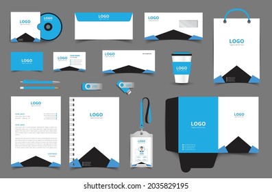 Corporate stationery design and branding for business. Stationery mockup vector complete package. Fully editable format eps 10