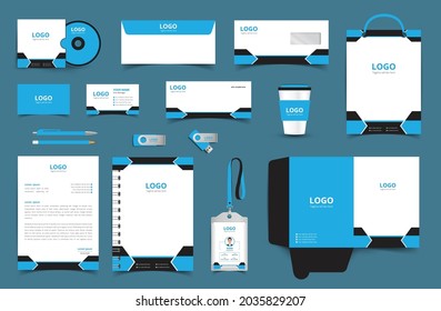 Corporate stationery design and branding for business. Stationery mockup vector complete package. Fully editable format eps 10