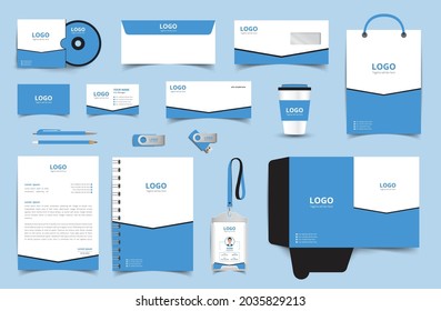 Corporate stationery design and branding for business. Stationery mockup vector complete package. Fully editable format eps 10