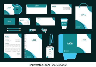 Corporate stationery design and branding for business. Stationery mockup vector complete package. Fully editable format eps 10