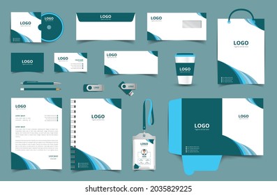 Corporate stationery design and branding for business. Stationery mockup vector complete package. Fully editable format eps 10