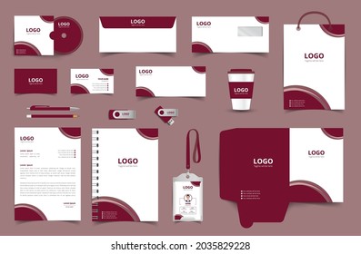 Corporate stationery design and branding for business. Stationery mockup vector complete package. Fully editable format eps 10