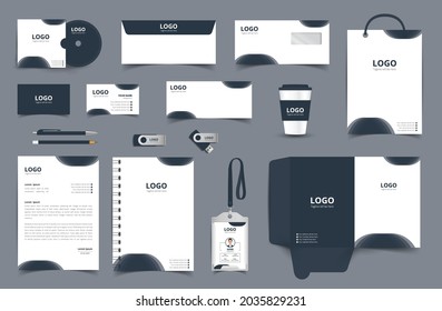 Corporate stationery design and branding for business. Stationery mockup vector complete package. Fully editable format eps 10