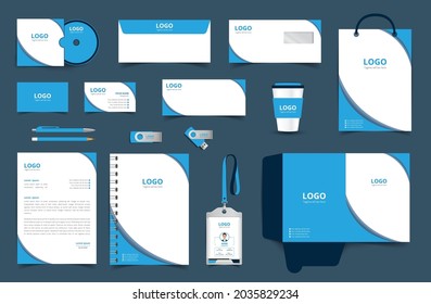 Corporate stationery design and branding for business. Stationery mockup vector complete package. Fully editable format eps 10