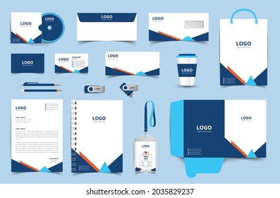 Corporate stationery design and branding for business. Stationery mockup vector complete package. Fully editable format eps 10