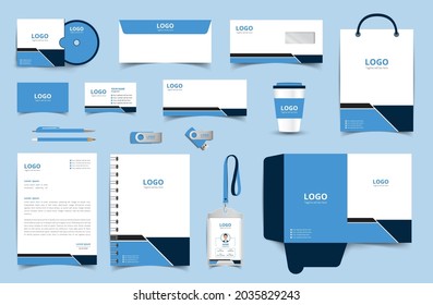 Corporate stationery design and branding for business. Stationery mockup vector complete package. Fully editable format eps 10