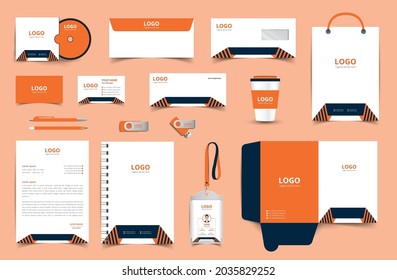 Corporate stationery design and branding for business. Stationery mockup vector complete package. Fully editable format eps 10