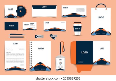 Corporate stationery design and branding for business. Stationery mockup vector complete package. Fully editable format eps 10