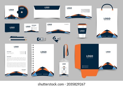 Corporate stationery design and branding for business. Stationery mockup vector complete package. Fully editable format eps 10