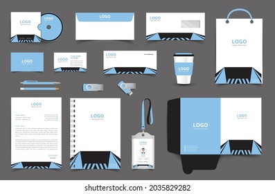 Corporate stationery design and branding for business. Stationery mockup vector complete package. Fully editable format eps 10