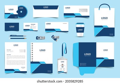 Corporate stationery design and branding for business. Stationery mockup vector complete package. Fully editable format eps 10