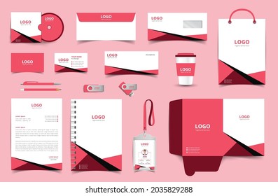 Corporate stationery design and branding for business. Stationery mockup vector complete package. Fully editable format eps 10