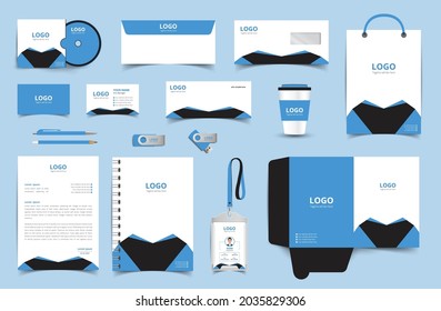 Corporate stationery design and branding for business. Stationery mockup vector complete package. Fully editable format eps 10