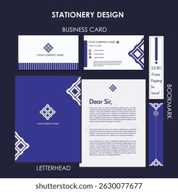 Corporate Stationery Design, with Minimalistic Logo, Business Card Template Design, Letterhead, Bookmark Design Template for your company  (Ready to Print)