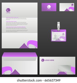Corporate stationery template design illustration on black background.