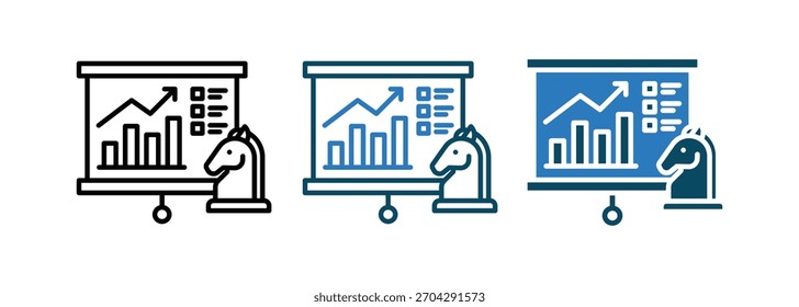 Vector de línea de ícono de gráfico de estrategia Corporativa