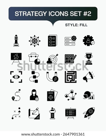Corporate Strategy and Digital Transformation Fill Icon Collection