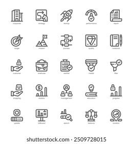 Corporate Strategy icon pack for your website, mobile, presentation, and logo design. Corporate Strategy icon outline design. Vector graphics illustration and editable stroke.