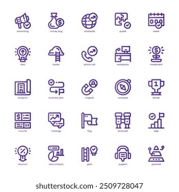 Pacote de ícones de estratégia corporativa para seu site, celular, apresentação e design de logotipo. Ícone de estratégia corporativa design de gradiente de linha básica. Ilustração de gráficos vetoriais e traçado editável.