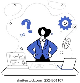 Corporate strategy vector illustration. Project management is conductor orchestrating symphony corporate strategy and development Success is destination reached by organizations navigating strategic