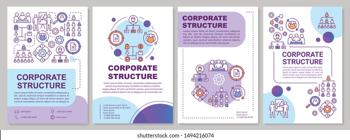 Corporate structure brochure template layout. Top management and executive staff. Flyer, booklet, leaflet print design with linear icons. Vector page layouts for magazines, reports, advertising poster