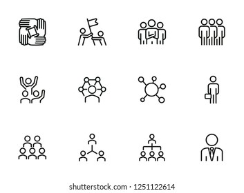 Corporate structure line icon set. Man, team, hierarchy. Business concept. Can be used for topics like management, leadership, teamwork, workflow - Shutterstock ID 1251122614