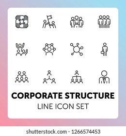 Corporate structure line icon set. Man, team, hierarchy. Business concept. Can be used for topics like management, leadership, teamwork, workflow