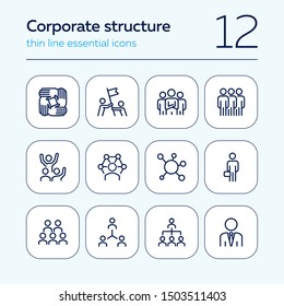 Corporate structure line icon set. Man, team, hierarchy. Business concept. Can be used for topics like management, leadership, teamwork, workflow